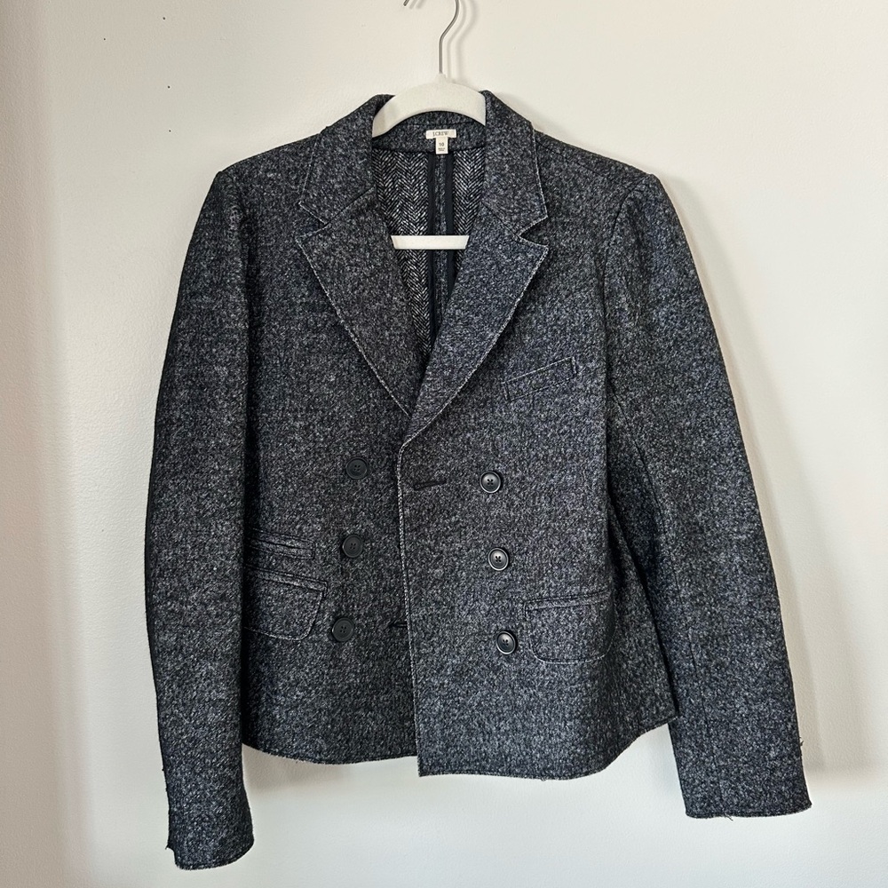 JCrew double breasted cropped wool blazer